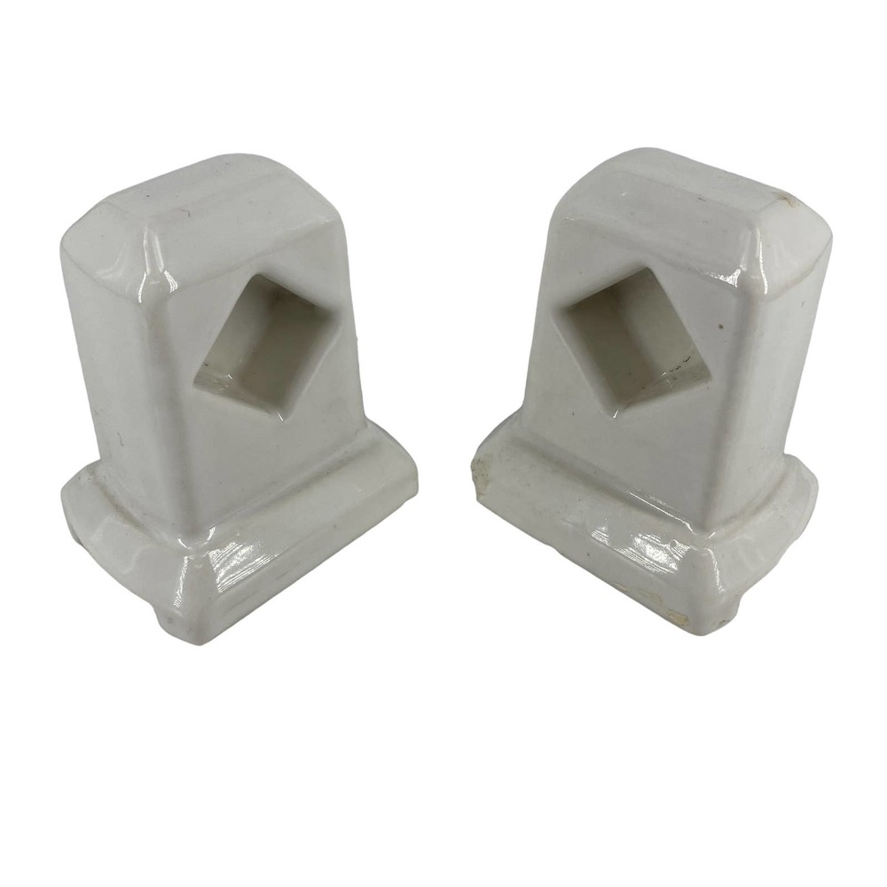 Vintage Ceramic Towel Bar Brackets for Square Rod Bathroom Restoration